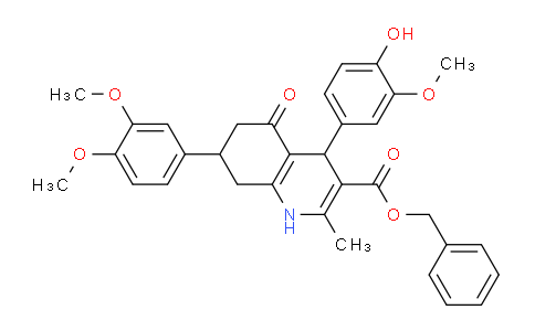 CAS No. 494194-26-2, Benzyl 7-(3,4-dimethoxyphenyl)-4-(4-hydroxy-3-methoxyphenyl)-2-methyl-5-oxo-1,4,5,6,7,8-hexahydroquinoline-3-carboxylate