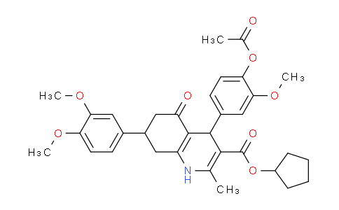 CAS No. 494195-60-7, Cyclopentyl 4-(4-acetoxy-3-methoxyphenyl)-7-(3,4-dimethoxyphenyl)-2-methyl-5-oxo-1,4,5,6,7,8-hexahydroquinoline-3-carboxylate