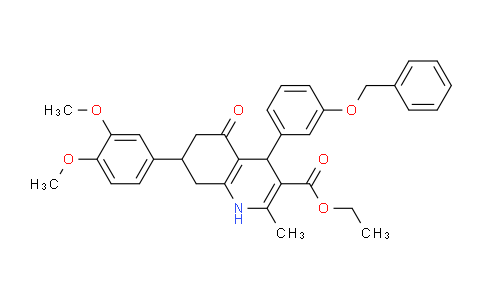 CAS No. 493034-28-9, Ethyl 4-(3-(benzyloxy)phenyl)-7-(3,4-dimethoxyphenyl)-2-methyl-5-oxo-1,4,5,6,7,8-hexahydroquinoline-3-carboxylate
