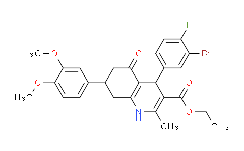 CAS No. 333308-94-4, Ethyl 4-(3-bromo-4-fluorophenyl)-7-(3,4-dimethoxyphenyl)-2-methyl-5-oxo-1,4,5,6,7,8-hexahydroquinoline-3-carboxylate