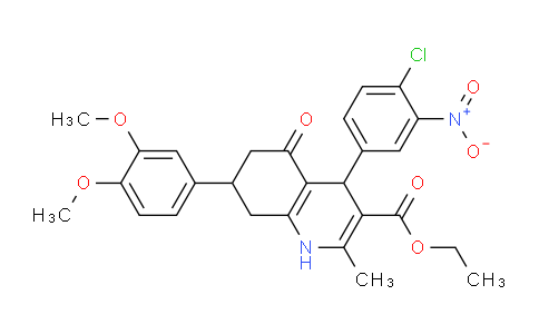 CAS No. 503591-63-7, Ethyl 4-(4-chloro-3-nitrophenyl)-7-(3,4-dimethoxyphenyl)-2-methyl-5-oxo-1,4,5,6,7,8-hexahydroquinoline-3-carboxylate