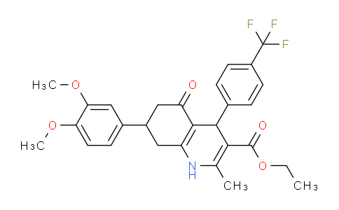 CAS No. 333308-93-3, Ethyl 7-(3,4-dimethoxyphenyl)-2-methyl-5-oxo-4-(4-(trifluoromethyl)phenyl)-1,4,5,6,7,8-hexahydroquinoline-3-carboxylate