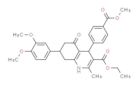 CAS No. 333308-91-1, Ethyl 7-(3,4-dimethoxyphenyl)-4-(4-(methoxycarbonyl)phenyl)-2-methyl-5-oxo-1,4,5,6,7,8-hexahydroquinoline-3-carboxylate
