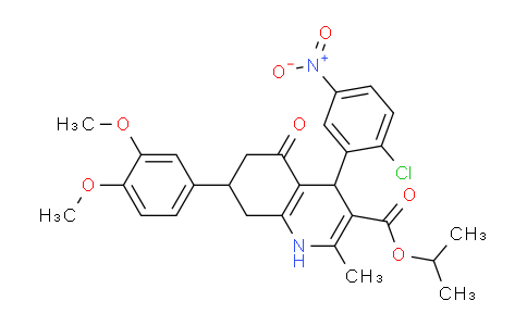 CAS No. 503591-57-9, Isopropyl 4-(2-chloro-5-nitrophenyl)-7-(3,4-dimethoxyphenyl)-2-methyl-5-oxo-1,4,5,6,7,8-hexahydroquinoline-3-carboxylate
