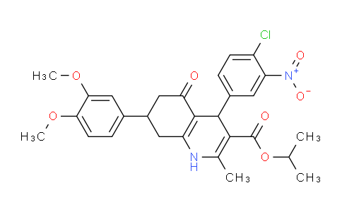 CAS No. 503591-58-0, Isopropyl 4-(4-chloro-3-nitrophenyl)-7-(3,4-dimethoxyphenyl)-2-methyl-5-oxo-1,4,5,6,7,8-hexahydroquinoline-3-carboxylate