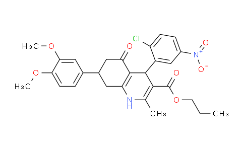 CAS No. 503591-68-2, Propyl 4-(2-chloro-5-nitrophenyl)-7-(3,4-dimethoxyphenyl)-2-methyl-5-oxo-1,4,5,6,7,8-hexahydroquinoline-3-carboxylate