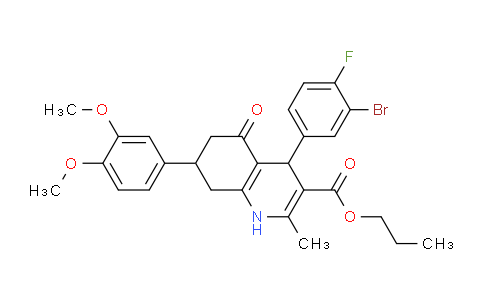 CAS No. 503591-71-7, Propyl 4-(3-bromo-4-fluorophenyl)-7-(3,4-dimethoxyphenyl)-2-methyl-5-oxo-1,4,5,6,7,8-hexahydroquinoline-3-carboxylate
