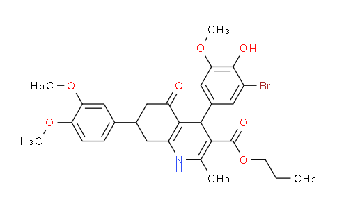 CAS No. 494193-83-8, Propyl 4-(3-bromo-4-hydroxy-5-methoxyphenyl)-7-(3,4-dimethoxyphenyl)-2-methyl-5-oxo-1,4,5,6,7,8-hexahydroquinoline-3-carboxylate