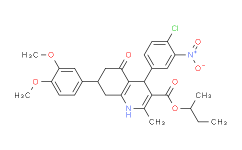 CAS No. 1005086-95-2, sec-Butyl 4-(4-chloro-3-nitrophenyl)-7-(3,4-dimethoxyphenyl)-2-methyl-5-oxo-1,4,5,6,7,8-hexahydroquinoline-3-carboxylate