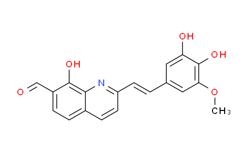 CAS No. 1263287-73-5, (E)-2-(3,4-Dihydroxy-5-methoxystyryl)-8-hydroxyquinoline-7-carbaldehyde