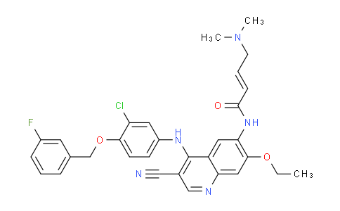 CAS No. 848133-17-5, (E)-N-(4-((3-Chloro-4-((3-fluorobenzyl)oxy)phenyl)amino)-3-cyano-7-ethoxyquinolin-6-yl)-4-(dimethylamino)but-2-enamide