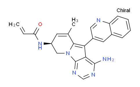 CAS No. 1661854-97-2, (S)-N-(4-Amino-6-methyl-5-(quinolin-3-yl)-8,9-dihydropyrimido[5,4-b]indolizin-8-yl)acrylamide