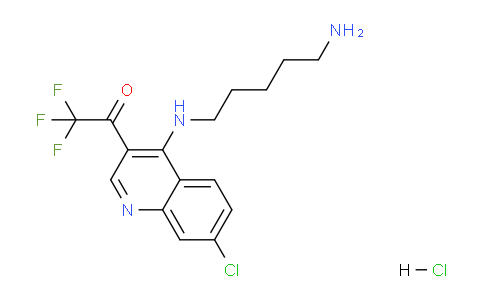 CAS No. 1956386-31-4, 1-(4-((5-Aminopentyl)amino)-7-chloroquinolin-3-yl)-2,2,2-trifluoroethanone hydrochloride