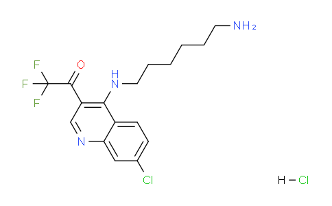 CAS No. 1956332-35-6, 1-(4-((6-Aminohexyl)amino)-7-chloroquinolin-3-yl)-2,2,2-trifluoroethanone hydrochloride