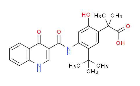CAS No. 1246213-24-0, 2-(5-(tert-Butyl)-2-hydroxy-4-(4-oxo-1,4-dihydroquinoline-3-carboxamido)phenyl)-2-methylpropanoic acid