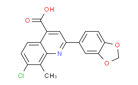 CAS No. 725217-61-8, 2-(Benzo[d][1,3]dioxol-5-yl)-7-chloro-8-methylquinoline-4-carboxylic acid