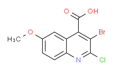 CAS No. 1437433-97-0, 3-Bromo-2-chloro-6-methoxyquinoline-4-carboxylic acid