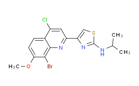 CAS No. 1447607-08-0, 4-(8-Bromo-4-chloro-7-methoxyquinolin-2-yl)-N-isopropylthiazol-2-amine