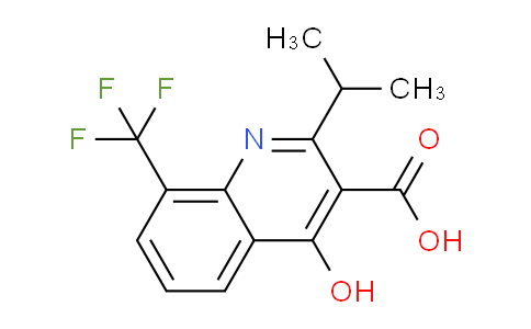 CAS No. 64321-75-1, 4-Hydroxy-2-isopropyl-8-(trifluoromethyl)quinoline-3-carboxylic acid