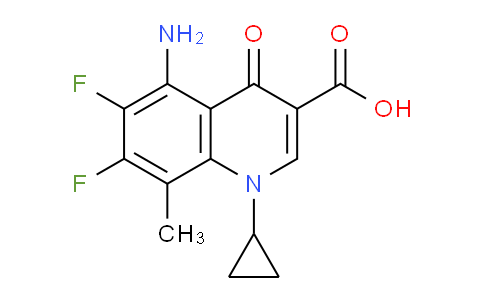 CAS No. 167888-38-2, 5-Amino-1-cyclopropyl-6,7-difluoro-8-methyl-4-oxo-1,4-dihydroquinoline-3-carboxylic acid