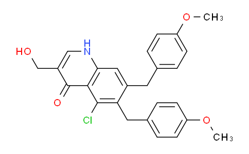 CAS No. 1624262-29-8, 5-Chloro-3-(hydroxymethyl)-6,7-bis(4-methoxybenzyl)quinolin-4(1H)-one