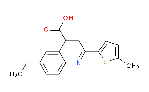 CAS No. 588711-29-9, 6-Ethyl-2-(5-methylthiophen-2-yl)quinoline-4-carboxylic acid