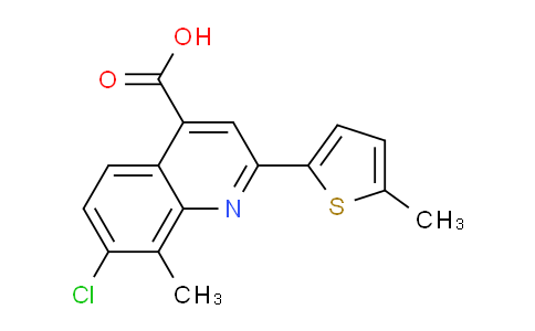 CAS No. 588696-20-2, 7-Chloro-8-methyl-2-(5-methylthiophen-2-yl)quinoline-4-carboxylic acid