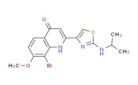 CAS No. 1421637-86-6, 8-Bromo-2-(2-(isopropylamino)thiazol-4-yl)-7-methoxyquinolin-4(1H)-one