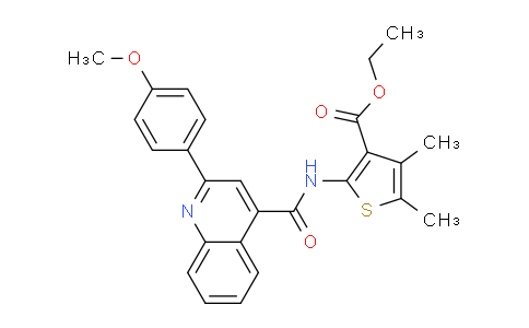 CAS No. 337503-93-2, Ethyl 2-(2-(4-methoxyphenyl)quinoline-4-carboxamido)-4,5-dimethylthiophene-3-carboxylate