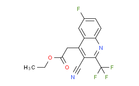CAS No. 1260811-87-7, Ethyl 2-(3-cyano-6-fluoro-2-(trifluoromethyl)quinolin-4-yl)acetate