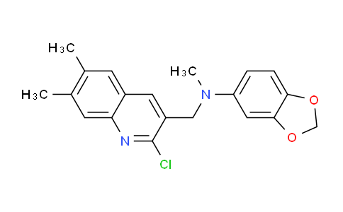 CAS No. 917747-09-2, N-((2-Chloro-6,7-dimethylquinolin-3-yl)methyl)-N-methylbenzo[d][1,3]dioxol-5-amine