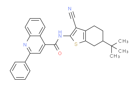 CAS No. 332176-01-9, N-(6-(tert-Butyl)-3-cyano-4,5,6,7-tetrahydrobenzo[b]thiophen-2-yl)-2-phenylquinoline-4-carboxamide