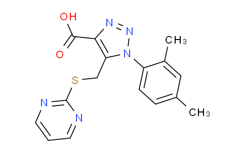 CAS No. 1416343-15-1, 1-(2,4-Dimethylphenyl)-5-((pyrimidin-2-ylthio)methyl)-1H-1,2,3-triazole-4-carboxylic acid