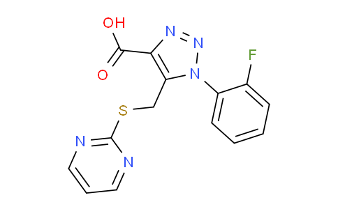 CAS No. 1416346-65-0, 1-(2-Fluorophenyl)-5-((pyrimidin-2-ylthio)methyl)-1H-1,2,3-triazole-4-carboxylic acid