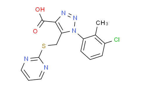 CAS No. 1416343-47-9, 1-(3-Chloro-2-methylphenyl)-5-((pyrimidin-2-ylthio)methyl)-1H-1,2,3-triazole-4-carboxylic acid