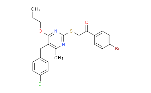 CAS No. 1000576-30-6, 1-(4-Bromophenyl)-2-((5-(4-chlorobenzyl)-4-methyl-6-propoxypyrimidin-2-yl)thio)ethanone