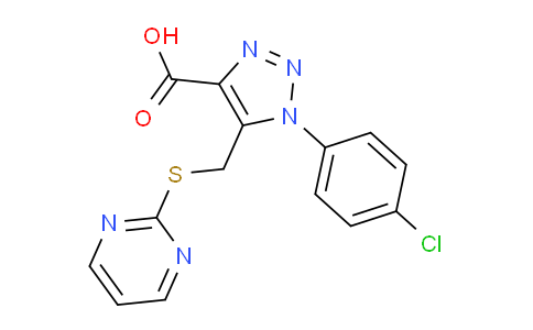 CAS No. 1416346-96-7, 1-(4-Chlorophenyl)-5-((pyrimidin-2-ylthio)methyl)-1H-1,2,3-triazole-4-carboxylic acid