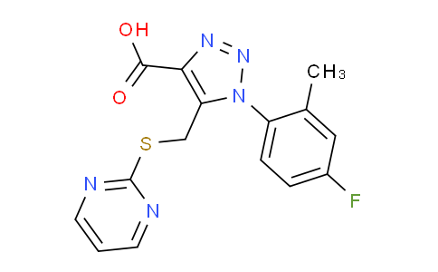 CAS No. 1416346-76-3, 1-(4-Fluoro-2-methylphenyl)-5-((pyrimidin-2-ylthio)methyl)-1H-1,2,3-triazole-4-carboxylic acid