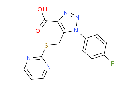 CAS No. 1416345-65-7, 1-(4-Fluorophenyl)-5-((pyrimidin-2-ylthio)methyl)-1H-1,2,3-triazole-4-carboxylic acid