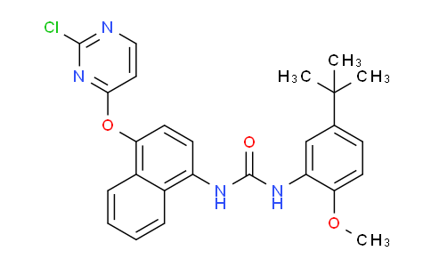 CAS No. 476011-73-1, 1-(5-(tert-Butyl)-2-methoxyphenyl)-3-(4-((2-chloropyrimidin-4-yl)oxy)naphthalen-1-yl)urea