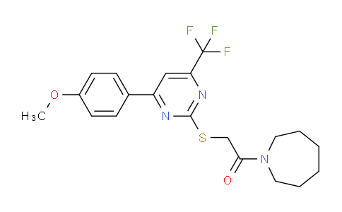 CAS No. 505048-81-7, 1-(Azepan-1-yl)-2-((4-(4-methoxyphenyl)-6-(trifluoromethyl)pyrimidin-2-yl)thio)ethanone