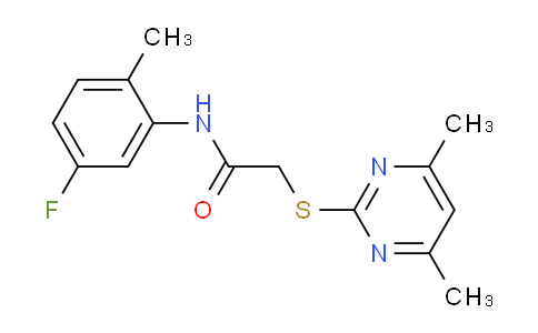 CAS No. 303091-11-4, 2-((4,6-Dimethylpyrimidin-2-yl)thio)-N-(5-fluoro-2-methylphenyl)acetamide
