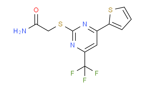 CAS No. 1411990-69-6, 2-((4-(Thiophen-2-yl)-6-(trifluoromethyl)pyrimidin-2-yl)thio)acetamide