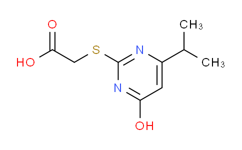 CAS No. 887040-49-5, 2-((4-Hydroxy-6-isopropylpyrimidin-2-yl)thio)acetic acid