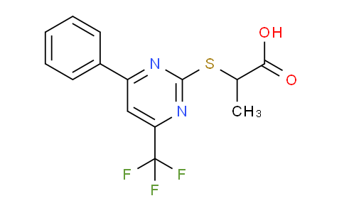 CAS No. 505054-76-2, 2-((4-Phenyl-6-(trifluoromethyl)pyrimidin-2-yl)thio)propanoic acid