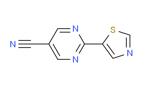 CAS No. 1447607-43-3, 2-(Thiazol-5-yl)pyrimidine-5-carbonitrile