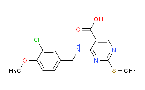 CAS No. 330786-34-0, 4-((3-Chloro-4-methoxybenzyl)amino)-2-(methylthio)pyrimidine-5-carboxylic acid
