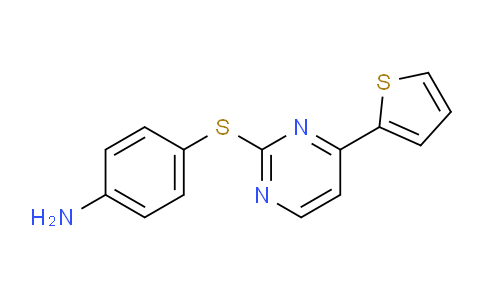 CAS No. 1245806-62-5, 4-((4-(Thiophen-2-yl)pyrimidin-2-yl)thio)aniline