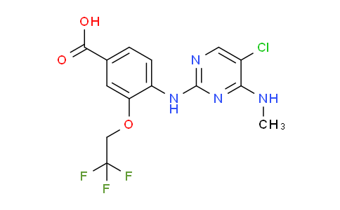 CAS No. 1351762-31-6, 4-((5-Chloro-4-(methylamino)pyrimidin-2-yl)amino)-3-(2,2,2-trifluoroethoxy)benzoic acid