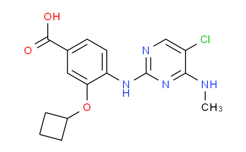 CAS No. 1351762-30-5, 4-((5-Chloro-4-(methylamino)pyrimidin-2-yl)amino)-3-cyclobutoxybenzoic acid